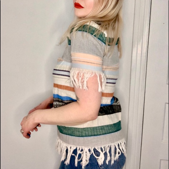 The Odells Rainbow Striped Fringe Top - Picture 9 of 9